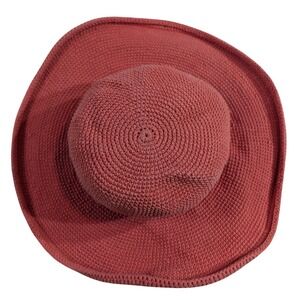 Wooden Ships Crochet Sun Hat – Wide Brim – Coral – Women's